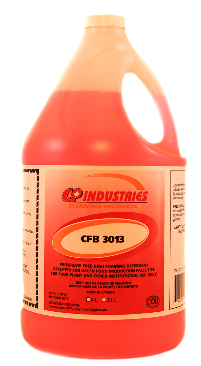 CP Industries CFB 3013 - concentrated phosphate free high foam liquid detergent formulated for use in touch-less and coin op car washes