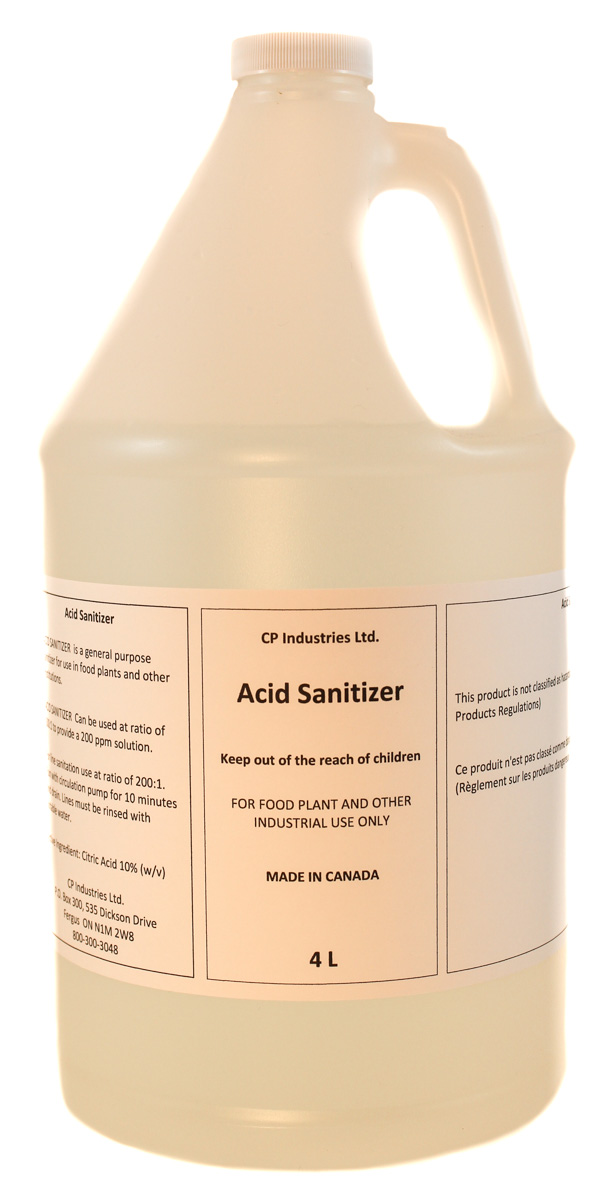 CP Industries Acid Sanitizer - low foaming economical sanitizer